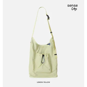 Корейский нишевый дизайн, простая легкая повседневная сумка на шнурке через плечо, Весна/лето 2023, новая нейлоновая холщовая сумка-мешок