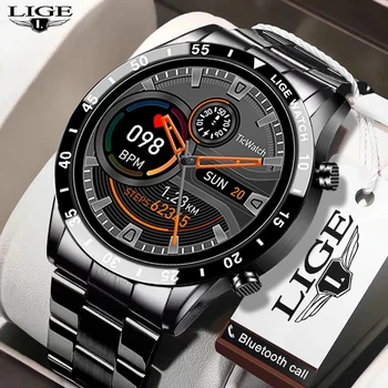 LIGE Новые смарт-часы Мужские Bluetooth Call Watch IP67 Водонепроницаемый Спортивный Фитнес-браслет для Android IOS Часы Мужские Smartwatch + коробка