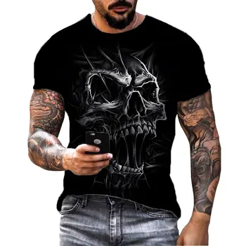 Черная футболка с 3D принтом Для Мужчин, Модная футболка в стиле Хип-Хоп с круглым вырезом и коротким рукавом в стиле Харадзюку, Спортивная одежда Оверсайз, Повседне