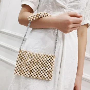 Индивидуальная сумочка ручной работы, вышитая бисером, с мраморным рисунком, Горизонтальная цепочка для мобильного телефона, Женские сумки через плечо, портативная модная сумка