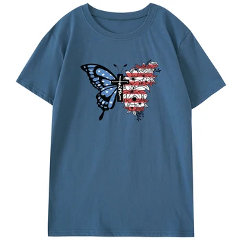 хлопковая футболка Butterfly FAITH, забавная уличная модная женская повседневная футболка с коротким рукавом