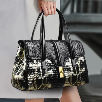 женская сумка через плечо, винтажная и роскошная сумка 2023, новая модная и популярная женская сумка-мессенджер из крокодиловой кожи