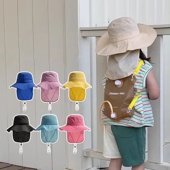 Быстросохнущая детская рыбацкая шляпа, летняя тонкая шаль, защита от ультрафиолета, детская панама, японская повседневная солнцезащитная походная кепка