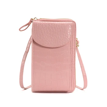 Модные женские сумки через плечо для телефонов, женская сумочка для мобильного телефона, маленькая женская сумка-мессенджер из искусственной кожи, кошелек, розовый