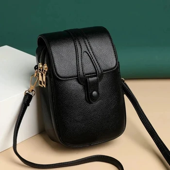 Простая женская сумка через плечо из искусственной кожи, многослойная сумка-мессенджер и кошелек с клапаном, сумка для телефона Bolsa sac