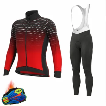 Велосипедная одежда Ropa Ciclismo MTB Bike Мужская одежда Зимний комплект из термо-флисовой вело-джерси с длинным рукавом и нагрудниками