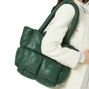 Женская сумка через плечо, мягко наполненная пуховым хлопком, модная и простая сумка-тоут, подходящая для ежедневного использования в качестве кошельков и сумочек sac