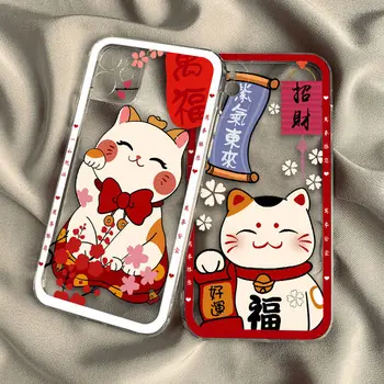 Прозрачный Lucky Cat в Японском Стиле для Huawei P50 P30 P40 Nova3 Nova4 Mate40 P30pro Mate20 Небьющаяся Задняя Крышка Шикарный Подарок
