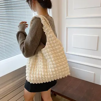 Женская сумка через плечо Cos Cloud, модная клетчатая летняя холщовая сумка в корейском стиле.