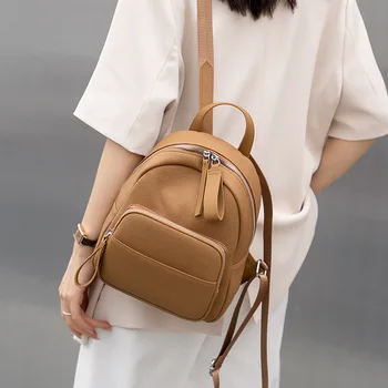 Маленький женский рюкзак из натуральной кожи, дорожные сумки из натуральной коровьей кожи, повседневные кожаные рюкзаки для девочек