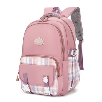 Рюкзак для начальной школы, новый модный легкий рюкзак в клетку для женщин, рюкзак для отдыха в кампусе средней школы