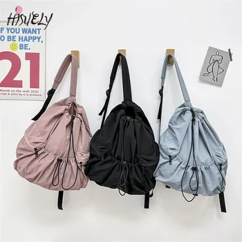 Новое поступление женских рюкзаков из нейлоновой ткани HISUELY 2023, легкий рюкзак, модная школьная сумка для путешествий на молнии, черный, зеленый