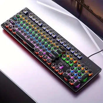 Проводная Мембранная клавиатура с 104 Клавишами и Множеством видов Красочного освещения Для игр и офиса Для систем Windows и IOS