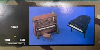 1/35 Литая под давлением модель персонажа из смолы Сборочный комплект Сцена Две модели пианино Неокрашенные Бесплатная доставка