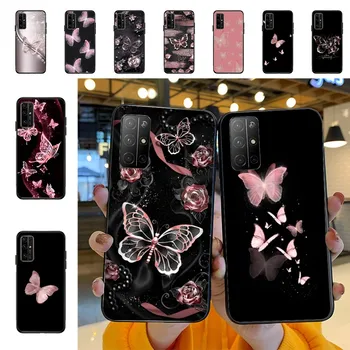 Красивый Розовый Чехол-Бабочка Для Телефона Huawei Honor 10 lite 9 20 7A pro 9X pro 30 pro 50 pro 60 pro 70 pro plus