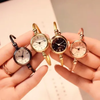 Модные женские часы-браслет, роскошные женские кварцевые наручные часы в стиле ретро из нержавеющей стали, женские часы для платья 여자시계