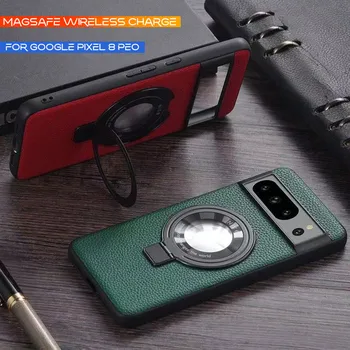 Роскошный магнитный чехол для беспроводной зарядки Magsafe, чехол для телефона Google Pixel 8 Pro 7 Pro, кожаная броня премиум-класса, матовая подставка