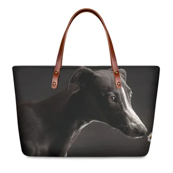 Женская сумка на плечо, роскошная дизайнерская женская сумка-тоут, милая собака, серая итальянская борзая, 3D принт, женская сумка-тоут, большая сумка