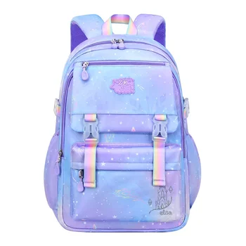 сумки для начальной школы для девочек, милая сумка для книг в корейском стиле, детский водонепроницаемый школьный рюкзак, фиолетовая сумка для детей