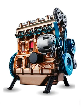 3D Комплект DIY Премиум Металлическая Собранная Прецизионная модель Игрушечный подарок, Технологичный Мини Рядный 4-цилиндровый автомобильный двигатель