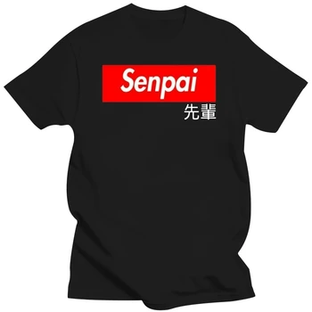 футболка Японского аниме SENPAI, Забавная мужская футболка с аниме, короткий рукав, S-черная футболка для мужчин, Повседневный топ