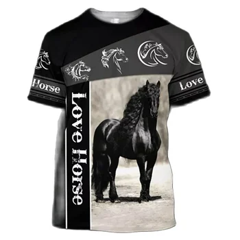 Мужская футболка с 3D принтом Лошади, Уличная Модная рубашка с короткими рукавами Для скаковых лошадей, Оверсайз, Высококачественная Повседневная одежда Унисекс