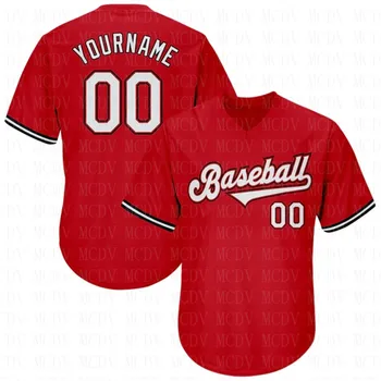 Изготовленная на заказ красно-бело-черная бейсбольная майка с оригинальным рисунком из ребристого трикотажа, рубашка с 3D принтом, Повседневные командные рубашки, топы унисекс в стиле хип-хоп