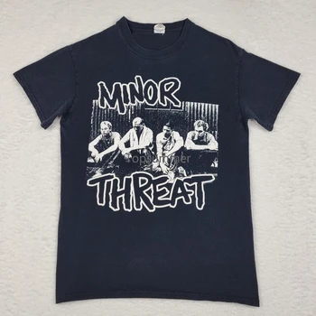 Винтажная рубашка Minor Threat Мужская Маленькая черная из хлопка хардкор-панк-группы Fugazi 80-х