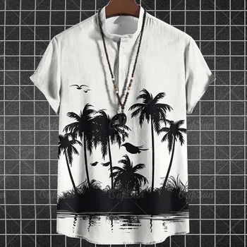 Новая гавайская мужская футболка, модная 3D-футболка с кокосовой пальмой, футболки с короткими рукавами, уличная одежда оверсайз, Летние повседневные мужские топы с круглым вырезом.