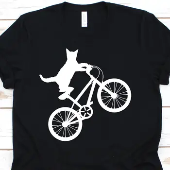 Милая футболка с велосипедным котом для горного байкера, велосипедиста, велосипедиста BMX, владельца велосипеда, любителя езды на велосипеде