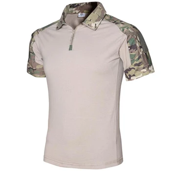 Мужские рубашки поло с коротким рукавом, летняя военная камуфляжная хлопчатобумажная рубашка поло для мужчин, повседневная дышащая тактическая форма, топы и тройники