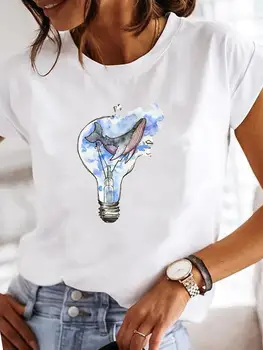 Женские повседневные футболки с коротким рукавом, Летняя футболка с графическим принтом, акварельная футболка, тренд 90-х, прекрасная мода