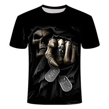 Горячая распродажа 2021, Новая мужская высококачественная мужская футболка с принтом Ghost Rider, летняя забавная футболка с 3D-рисунком, повседневная футболка 6XL Размера плюс, мужская одежда