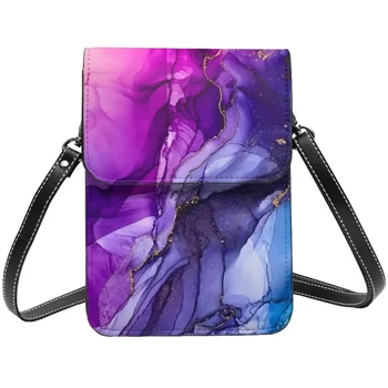 Сумка через плечо с радужным омбре, абстрактная яркая многоразовая кожаная деловая сумка для мобильного телефона, женские модные сумки