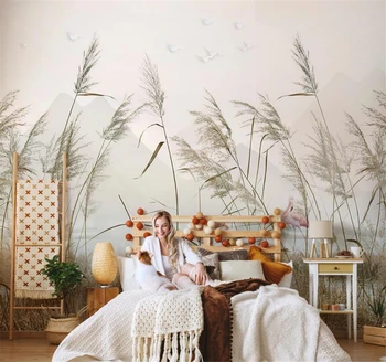 Изготовленный на заказ камышовый пейзаж картина маслом фреска наклейки обои гостиная ТВ фон обои домашний декор обустройство дома
