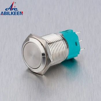 ABILKEEN 16 мм, дешевая цена, водонепроницаемая плоская головка, мгновенный / Самозапирающийся металлический кнопочный выключатель без лампы