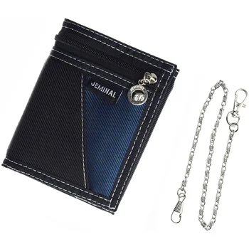Мужской холщовый нейлоновый кошелек в повседневном стиле с цепочкой, мужской кошелек на молнии, мужской держатель для карт для подростков