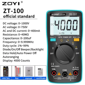 Вольтметр ZOYI Частота сопротивления ZT98 ZT100 ZT101 пиковое значение esr измеритель esr Цифровой Мультиметр Измеритель подсветки напряжение Диодный Амперметр
